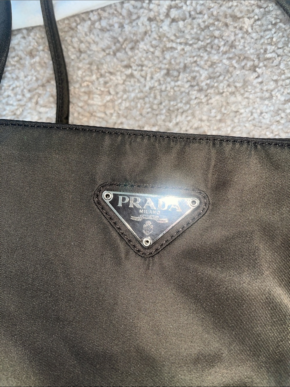 Prada Black Tessuto Shoulder Tote with Triangular Logo - Picture 13 of 15